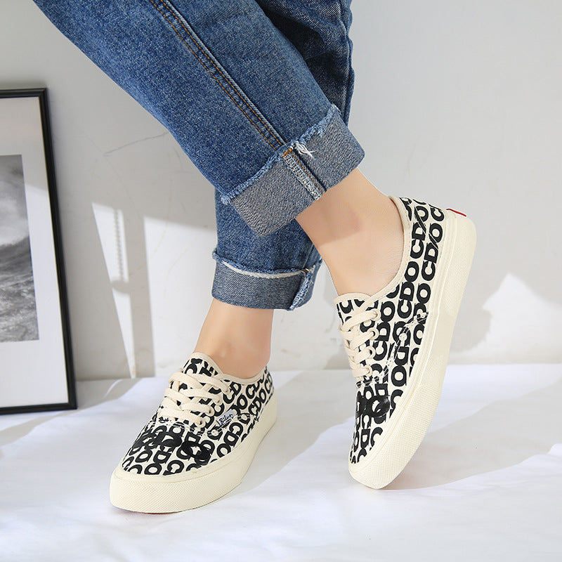 Low Cut Men And Women Letter Couple Canvas Shoes Laces - FLIPSTYLEZLLC