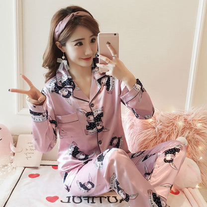 Plus Size Cardigan Lapel Ladies Pajamas Homewear