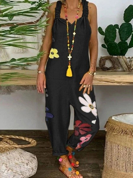 Loose Casual Women's Plus Size Linen Suspenders Pants