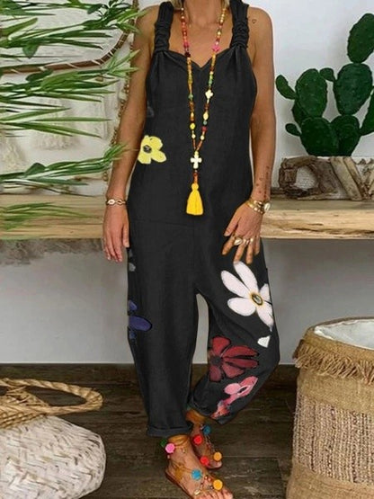 Loose Casual Women's Plus Size Linen Suspenders Pants