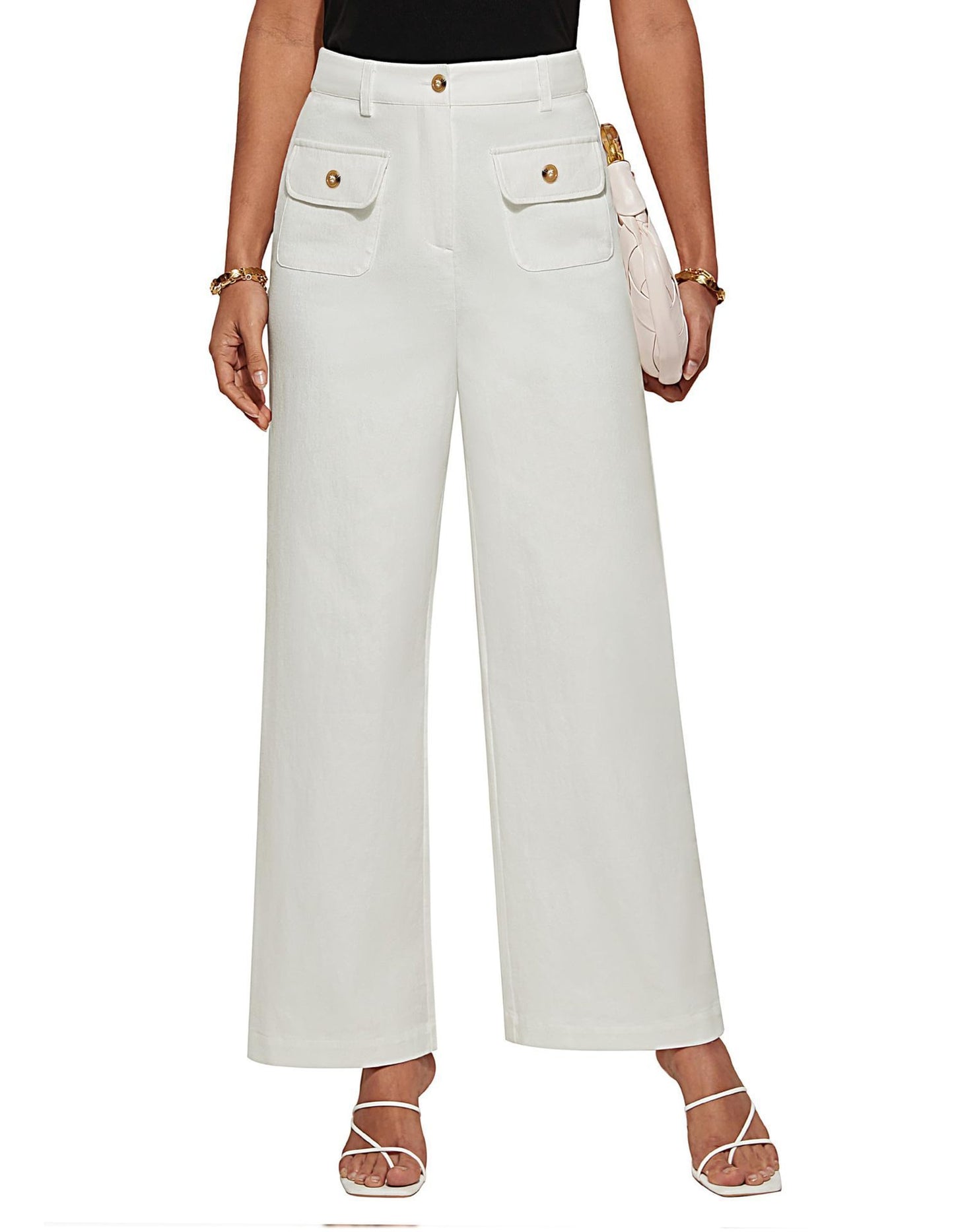 Women's High Waist Wide Leg Pants Stretch Casual Pants