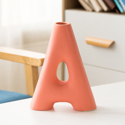Frosted Letters AB Ceramic Vase Decoration European Retro Large-caliber Matte
