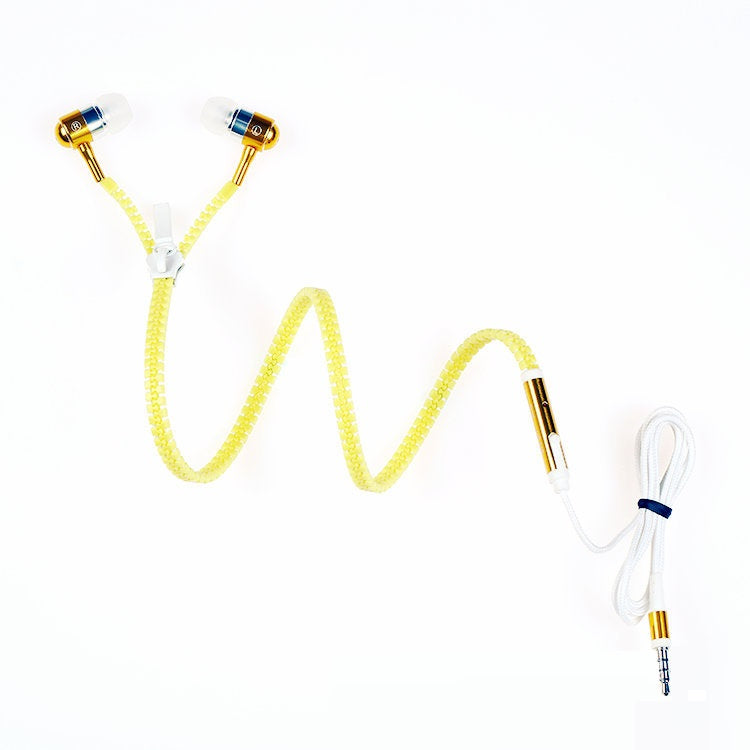 Luminous Metal Zipper Headphones With Microphone