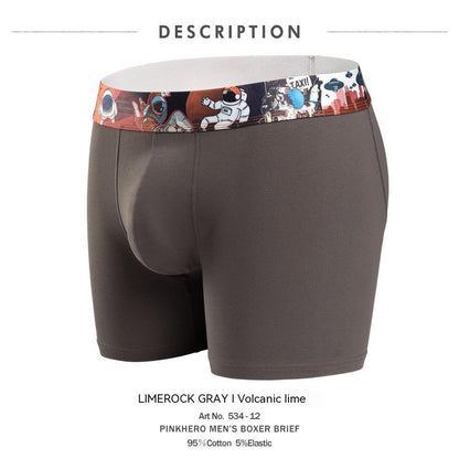Multicolor Cotton Pull Frame Cartoon Printing Men's Boxer Briefs