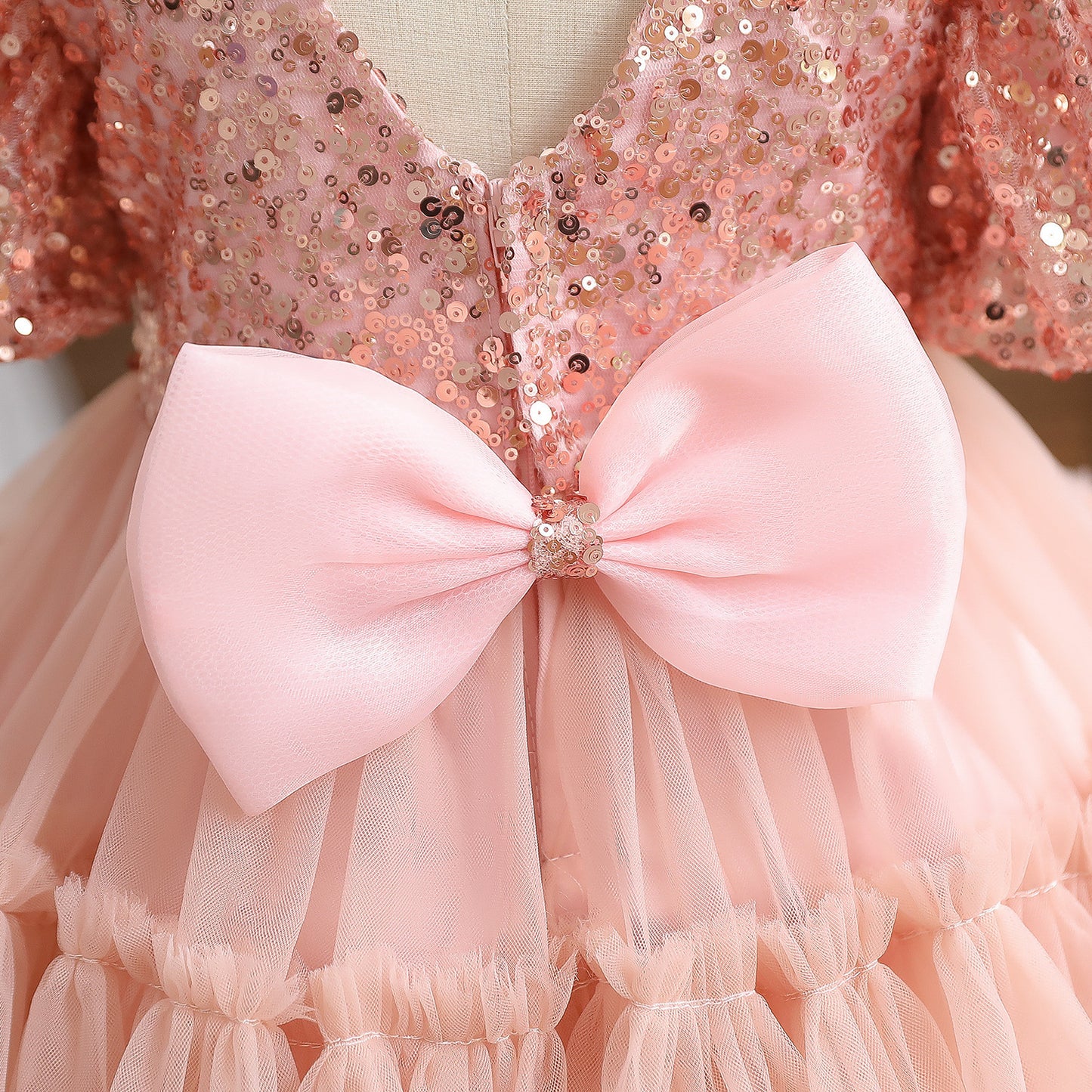 Baby Girl Sequin Ball Performance Costume Birthday Fluffy Gauze Princess Dress