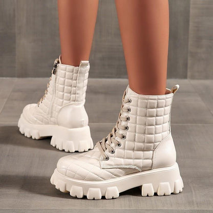 Autumn And Winter Lace Up Plus Size Handsome Thick Soled Motorcycle Boots