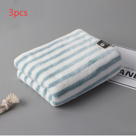 Fashion Coral Fleece Striped Towel Absorbent
