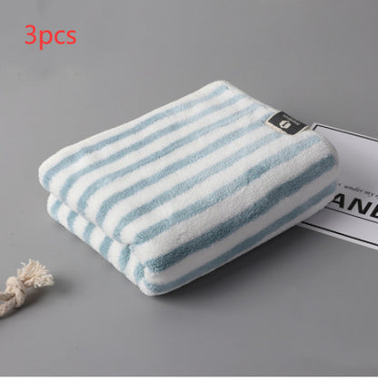 Fashion Coral Fleece Striped Towel Absorbent
