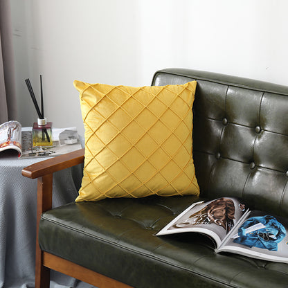 Pure Color Velvet Plaid Pillowcase Home Sofa Bedside Pillow Short Plush Cushion