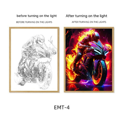Motorcycle Motor Bike Luminous Paint Bedroom Bedside Hotel Decoration Painting