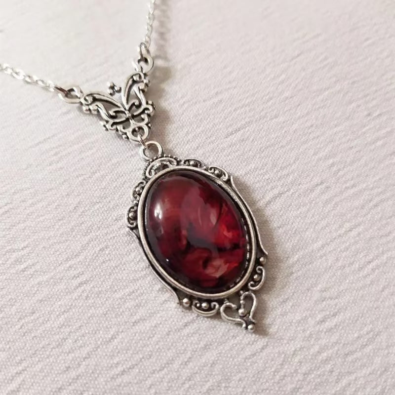 Vintage Red Quartz Crystal Necklace