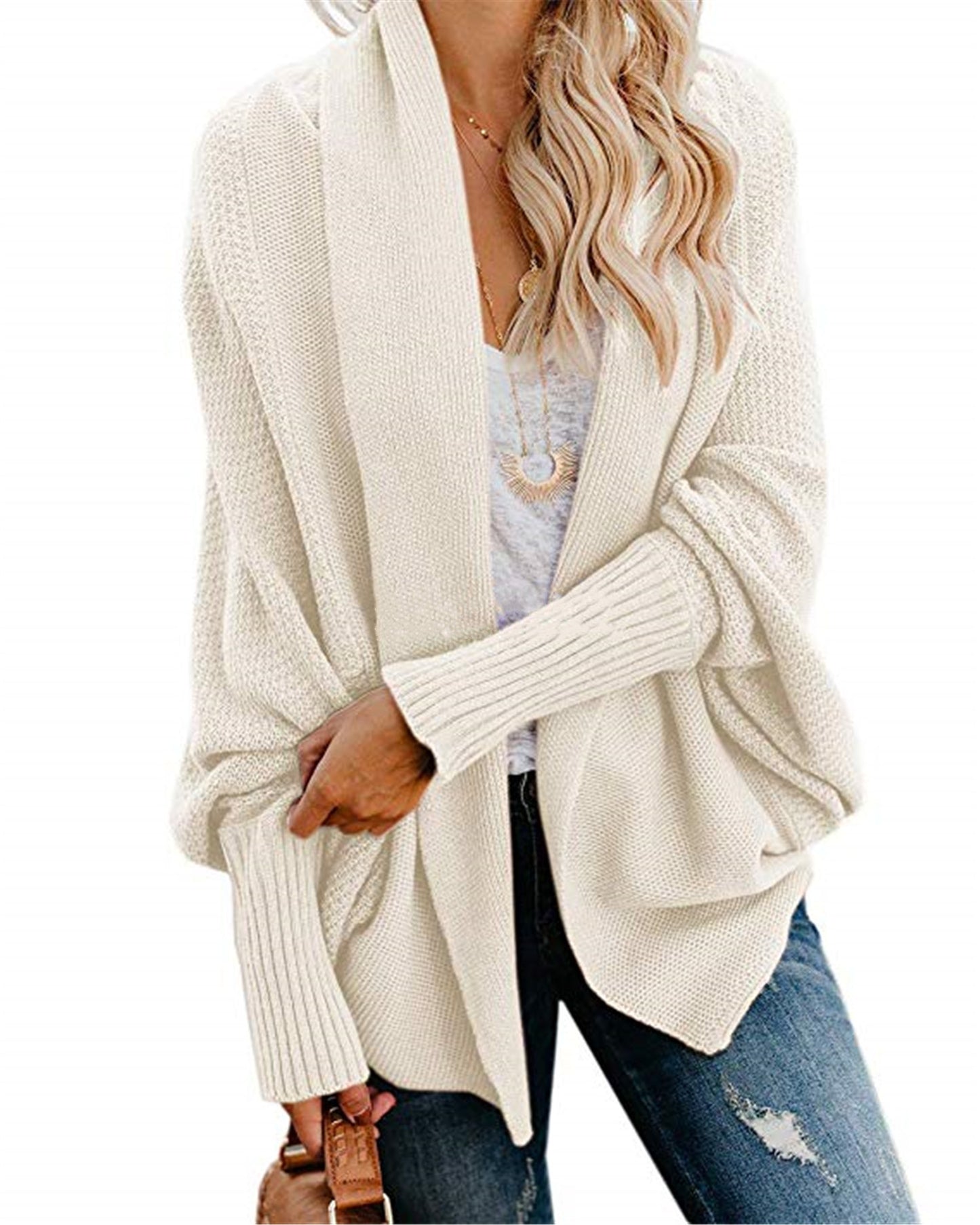 Bat Ssleeve Plus Size Knitted Cardigan Sweater