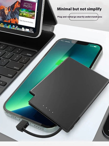 Ultra-thin Compact Portable With Cable Mobile Power Supply
