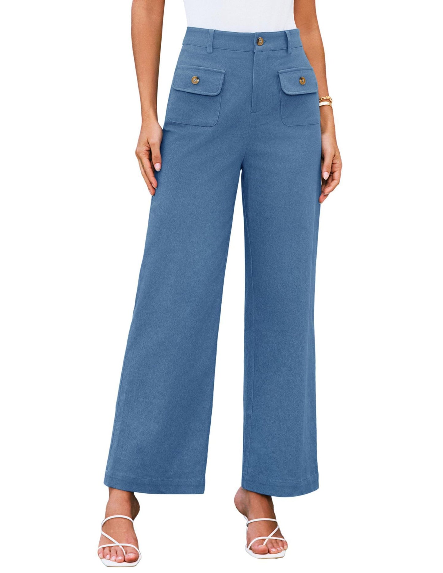 Women's High Waist Wide Leg Pants Stretch Casual Pants