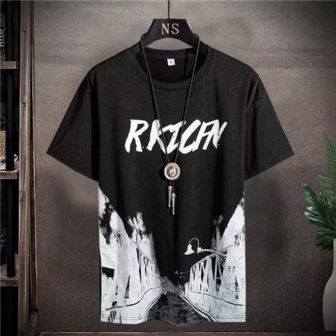 Men's New Printed Short-sleeved T-shirt Plus Size Shorts Sports Suit