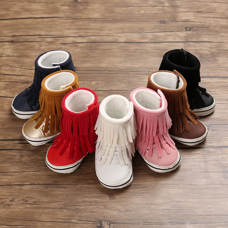 PU Tassel Snow Boots Warm Baby Shoes