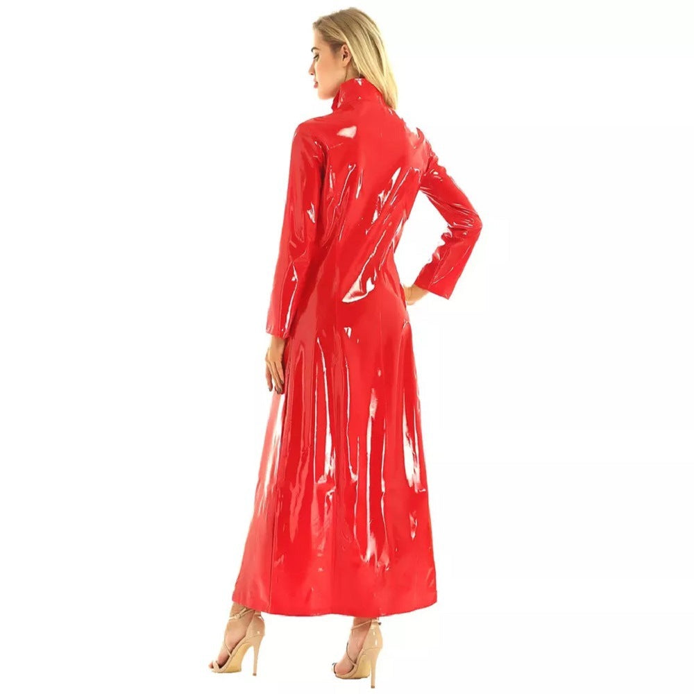 Women's Pu Mirror Bright Leather Dress