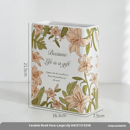 Creative Modern And Simple Ceramic Book Vase Decoration Crafts
