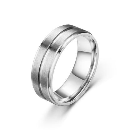 Wide Matte Double-step Simple Men's Ring