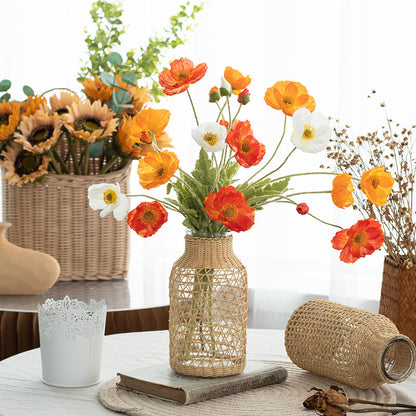 Straw Glass Vase Flower Arrangement Living Room Decoration