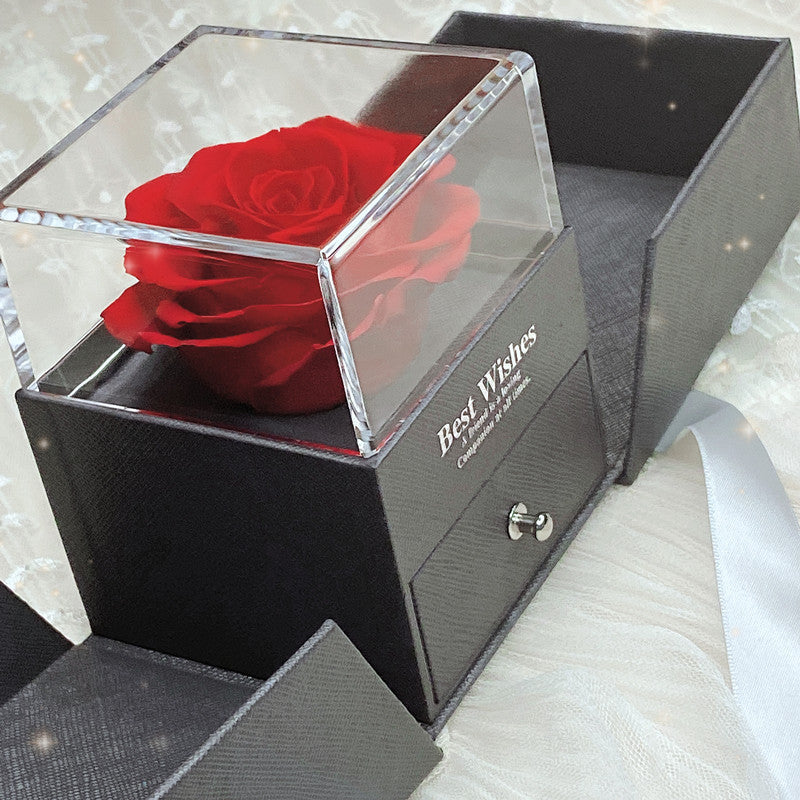 Preserved Flower Rose Flower Necklace Jewelry Box Gift