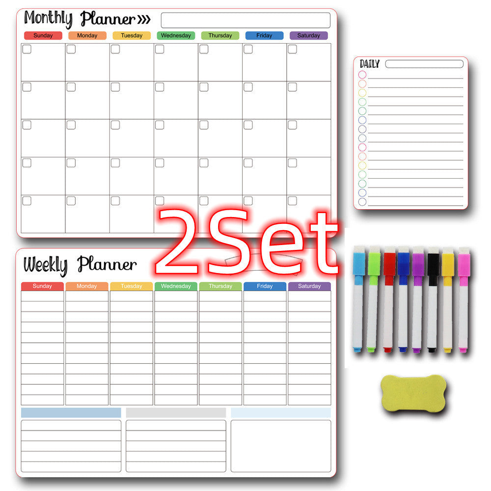 Calendar Magnetic White-board Wall Sticker Learning Schedule Refridgerator Magnets Message Board
