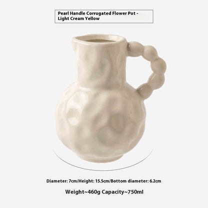 Vase Pearl Handle Ceramic Milk Pot Living Room Decorations