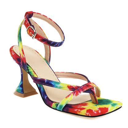 Stiletto High Heel Square Toe Sandals Plus Size