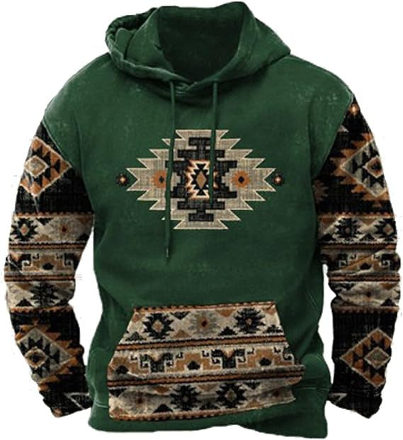Native buffalo Printed winter Hoodie Men's fashion