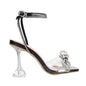 Transparent High Heel Sandals Stiletto Rhinestone Bow Shoes Party Shoes Women - FLIPSTYLEZLLC