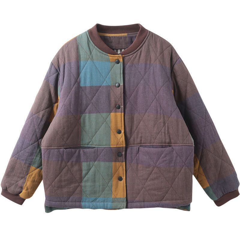 Plus Size Casual Plaid Stitching Retro Little Clothes