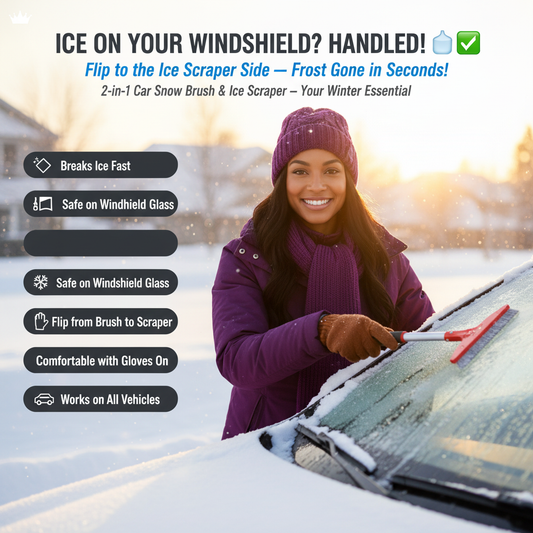 Biracial Woman Ice Scraper Windshield