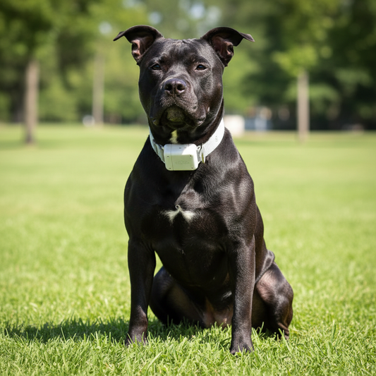 Black Pit Bull with Training Collar