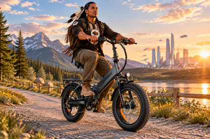Blackfoot Native American man - park path