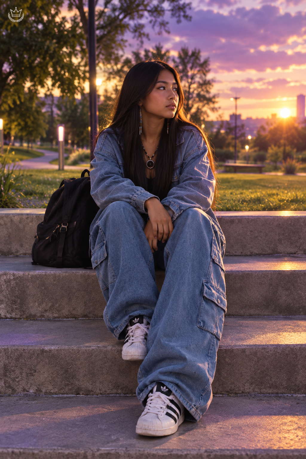 Blackfoot Native American teen in park
