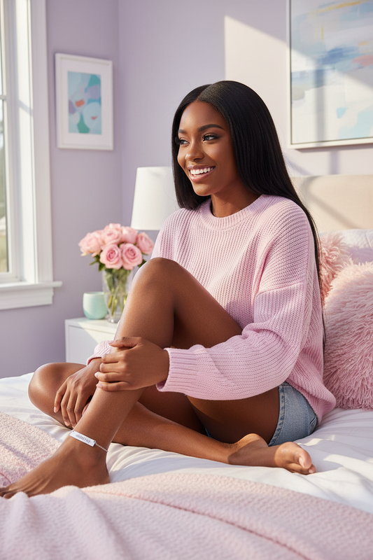 Brown Skin Model with Music Code Anklet - Purple Bedroom