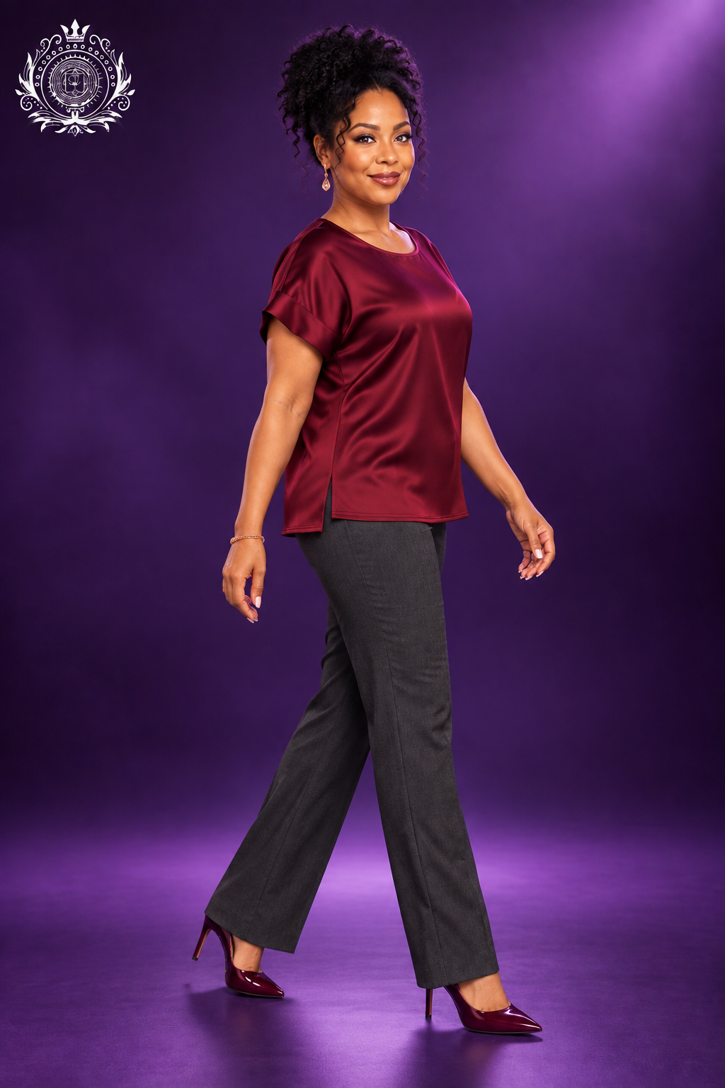 Burgundy top side-pose mockup
