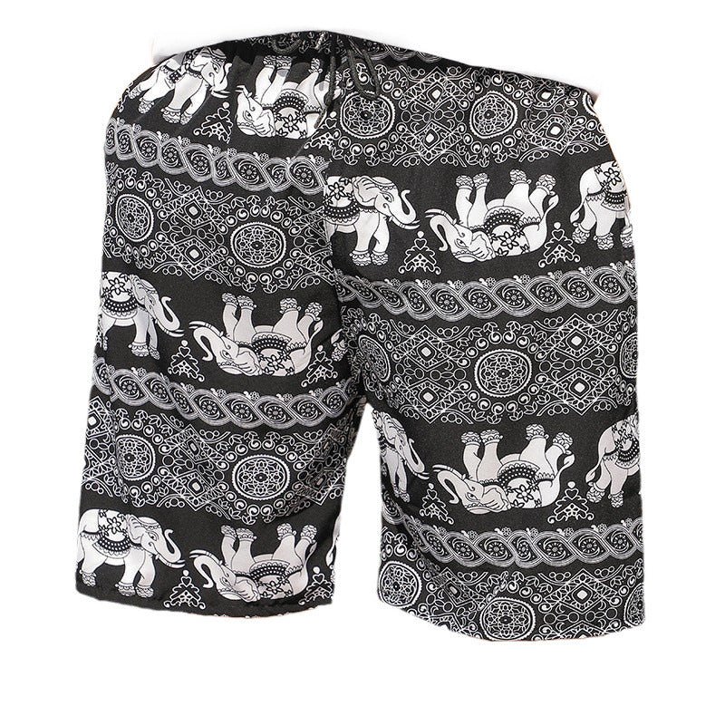 Summer Beach Pants Men's Loose Casual Fifth Pants Ice Silk High Elasticity Quick-drying