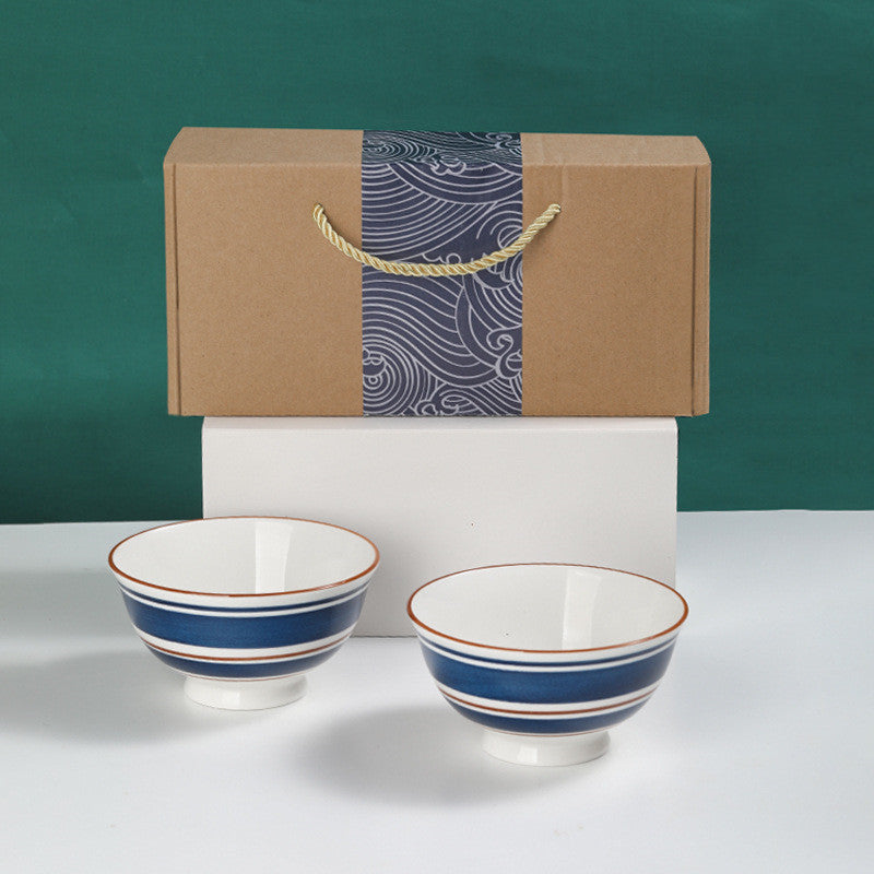 Japanese Blue And White Porcelain Bowl Gift Box
