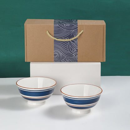 Japanese Blue And White Porcelain Bowl Gift Box