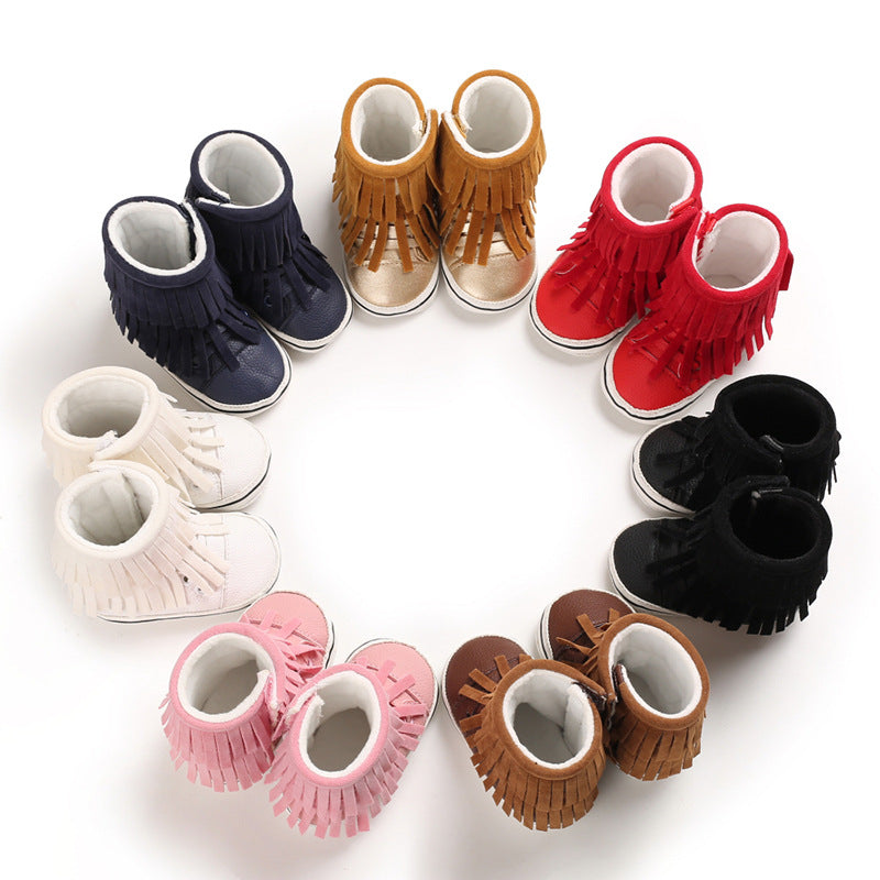 PU Tassel Snow Boots Warm Baby Shoes