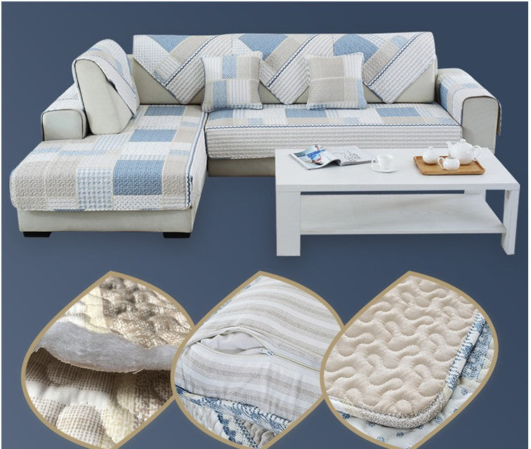 High-end Cotton Sofa Cushion Simple Cloth Modern Cotton Twill Four Seasons Non-slip Cushion Summer Sofa Covers