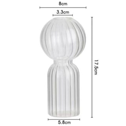 Ins Creative Glass Vase Striped Transparent Glass Vase Table Decorative Ornaments Hydroponic Flower Simple Vase