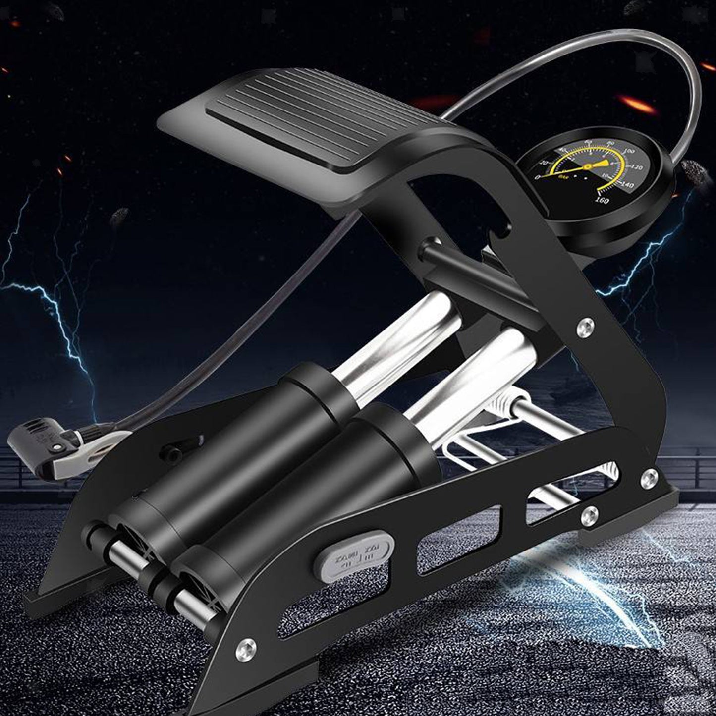 Dual-Cylinder Foot Pump 160PSI for Bicycles Balls Scooter Inflator Pump