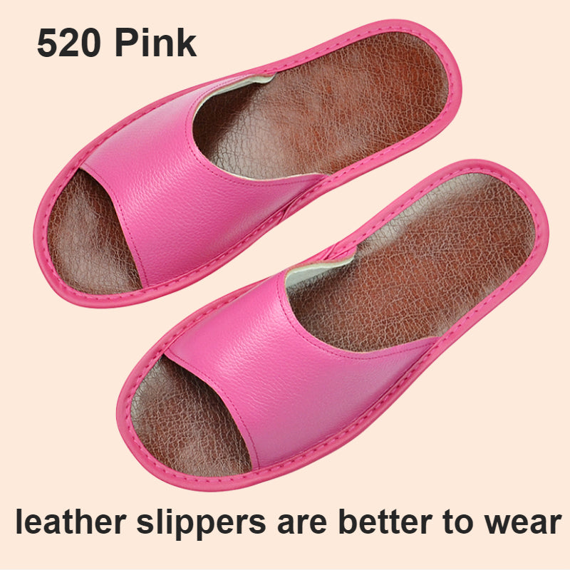 Widened Plus Size Leather Slippers