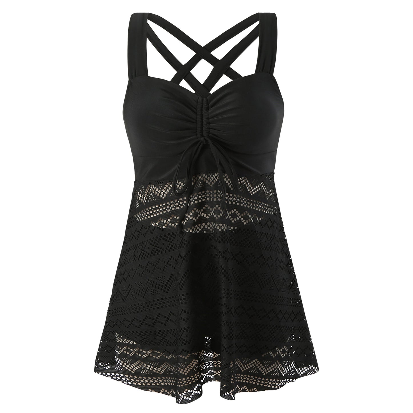 Lace-up One Piece Backless Conservative Spa Bikini