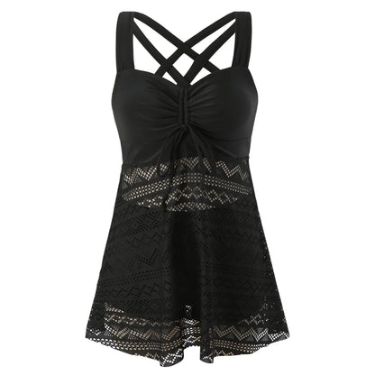 Lace-up One Piece Backless Conservative Spa Bikini
