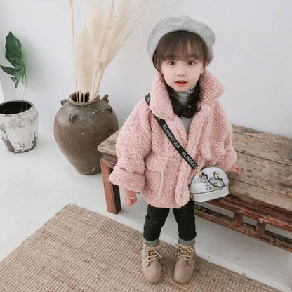 Baby Foreign Style Korean Version Plus Fleece Thickened Solid Color Top