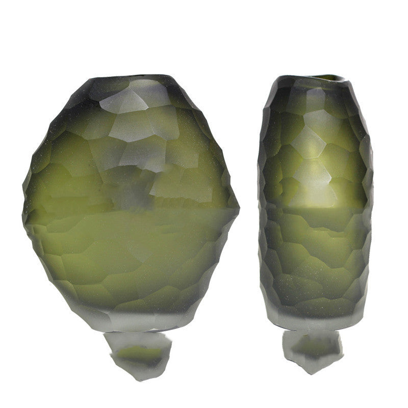 Irregularly Carved Ground Glass Vase Soft Decoration