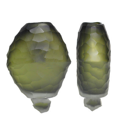 Irregularly Carved Ground Glass Vase Soft Decoration